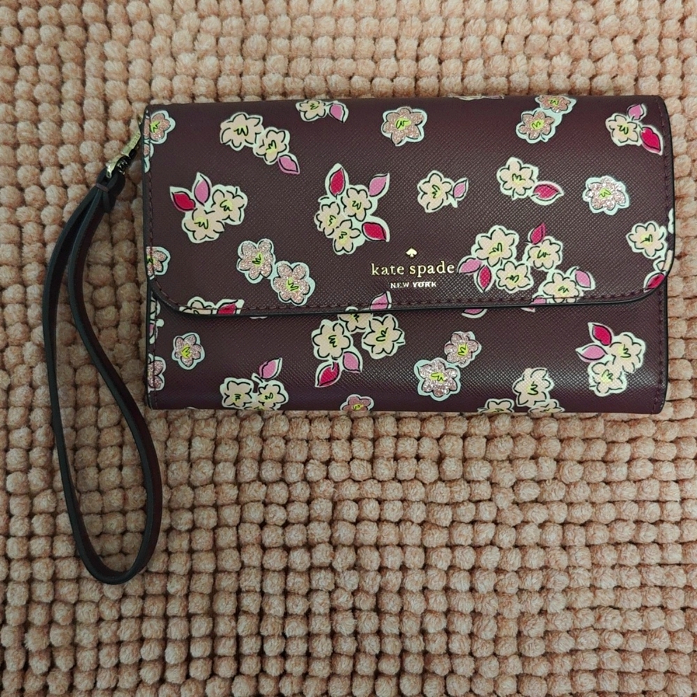 Kate Spade Floral Bifold Wallet With Strap